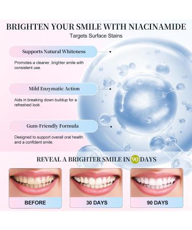 Niacinamide Whitening Toothpaste Niacinamide Toothpaste Intensive Whitens Teeth Stain Removal Protects Tooth Enamel Freshening Breath All Day with Natural Mint &Peach Flavor (1PC) 3.8 Fl Oz (1 Tube) - Buy Online on GoSupps.com