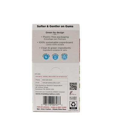 RADIUS Vanilla Mint Dental Floss - Vegan Non-Toxic 55 Yards Pack of 6 | Oral Care & Plaque Defense - Buy Online on GoSupps.com