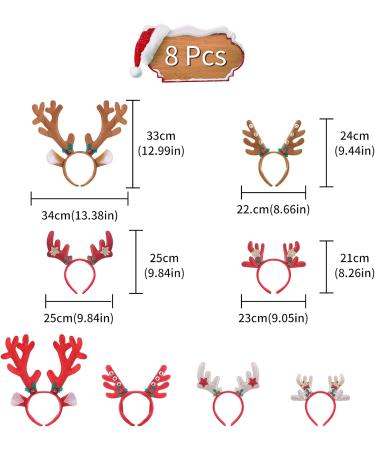 8-Piece Reindeer Antlers Headband with Ears - Christmas Hair Jewelry for Celebrations & Cosplay | One Size Fits All - Buy Online on GoSupps.com
