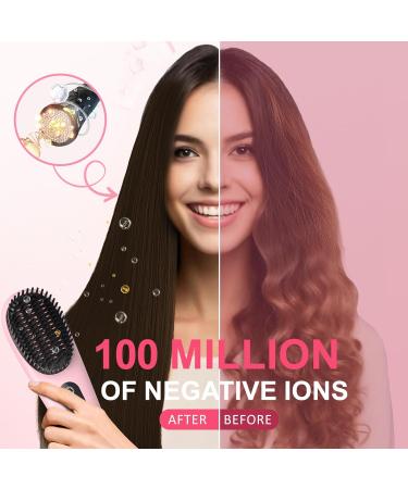 Portable Cordless Hair Straightener Brush with LCD Display - Lightweight Travel Edition - 100 Million Negative Ions for Effortless Styling - Pink - Buy Online on GoSupps.com