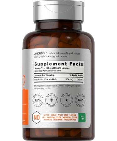 Horb ach Vitamin B-2 100mg | 180 Capsules | Non-GMO & Gluten Free Supplement | Vitamin B2 Riboflavin 180 Count (Pack of 1) - Buy Online on GoSupps.com