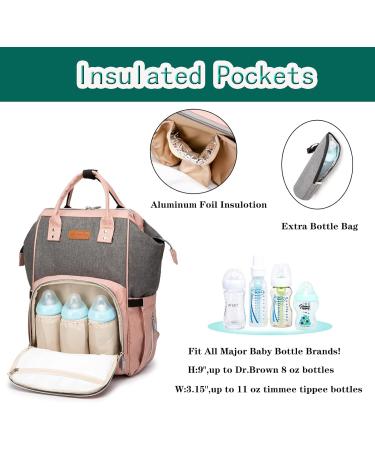 Approach Multi-Functional Mom Backpack - Waterproof Diaper Bag with Large Capacity Diaper Pad Stroller Belts & USB Connection - Gray Pink - Buy Online on GoSupps.com