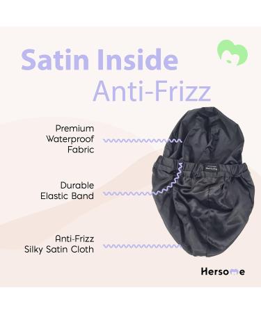 Premium Lilac Shower Cap for Women | Reusable & Waterproof | Ideal for Long Hair, Curls, Satin Silk Anti-Frizz Cloth - Buy Online on GoSupps.com