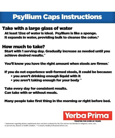 Yerba Prima PSYLLIUM Husk Veg Capsule 180 Cap - Buy Online on GoSupps.com