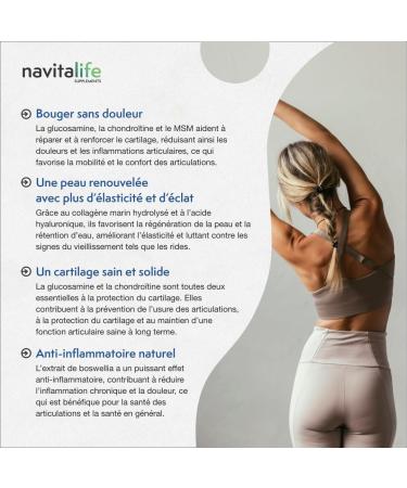 Glucosamine Chondro tine 1100mg Premium Complex + MSM + Hydrolysed Marine Collagen | Am liore la Mobilit R duit la Douleur | Avec Acide Hyaluronique Zinc S l nium et Boswellia - Buy Online on GoSupps.com