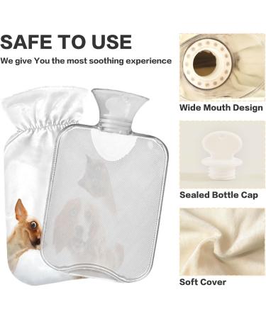Hot Water Bottle 2L with Cover - Siamese Cats & Dogs Designs for Pain Relief & Winter Warmth - Buy Online on GoSupps.com