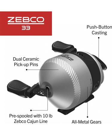 Zebco 33 Spincast Reel & Fishing Rod Combo | 6ft, Quickset Anti-Reverse, Bite Alert | Comfortable EVA Handle | SilverBlack - Buy Online on GoSupps.com
