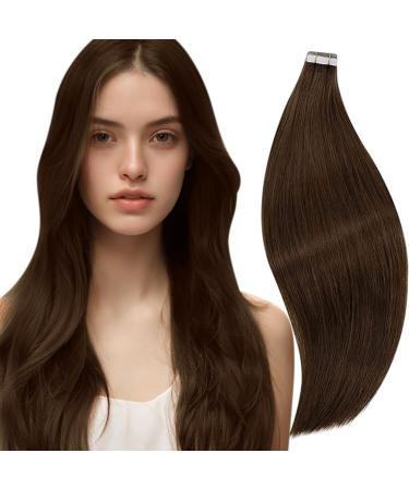 Runature tape extensions real hair brown 30cm short hair extension real hair extensions tape brown straight real hair tape in extensions real hair smooth 20 pieces 30g #4 30.48 cm #4