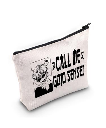 Wumpa Jujutsu Anime cosmetic bag for Satoru Gojo fans Gift Call Me Gojo Satoru Make-up Bag with zipper for women and girls Call Me Gojo