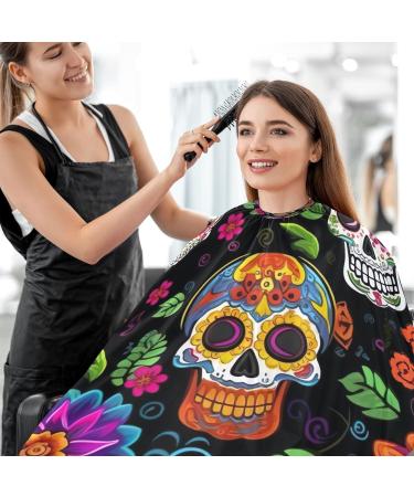 Kigai Skull Flowers Barber Cape | Professional Waterproof Hair Cutting Cape for Men & Women | Adjustable Snap Closure Hairdressing Cape - Buy Online on GoSupps.com