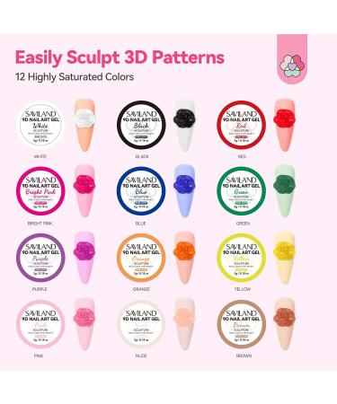  Saviland SAVILAND 3D Sculpture Nail Gel 12 Colors Non Sticky Solid Sticky Multifunctional Nail Art Sculpture for Home Nail Sculpting and Modelling - Buy Online on GoSupps.com