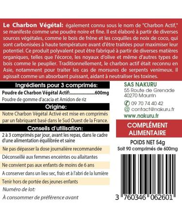 NAKURU | Vegetable Charcoal | Balance Range | Made in France | "The Ashen Harmony!" (90 tablets of 600 mg / Net weight: 54 g) - Buy Online on GoSupps.com