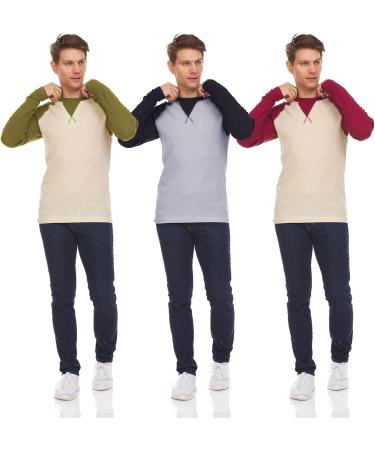 Mens Thermal Long Sleeve Henley Shirt - Lightweight Base Layer for T-shirts & Jackets - 3-Pack Set - Buy Online on GoSupps.com