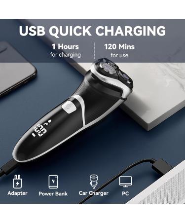 MAX-T Men's Electric Shaver - Corded/Cordless 3D Rotary Razor with Trimmer - Wet/Dry Shaving - Painless - Black - Buy Online on GoSupps.com