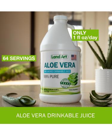 Pure Aloe Vera Juice Unflavored Cold-Processed - 99.7% Organic Aloe Vera Inner Fillet from Fresh Texas Leaves Supports Digestive Comfort & Natural Wellness 64 fl oz (Pack of 2) Unflavoured 64 Fl Oz (Pack of 2) - Buy Online on GoSupps.com