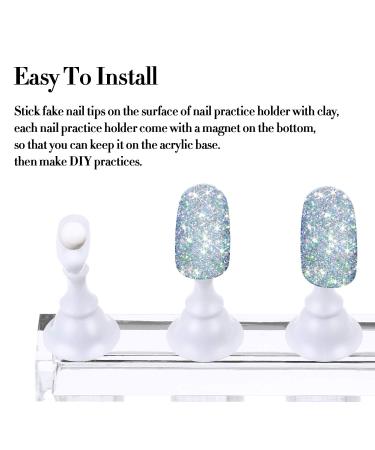 Blulu 2 Set Acrylic Nail Design Practice Stands - Magnetic Nail Holders & 96 Adhesive Putty for DIY Fingernail Display - Buy Online on GoSupps.com