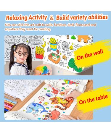 2 Pack Children's Drawing Roll - Animal Coloring Paper for Kids - Sticky DIY Painting Paper Rolls - Wall Coloring Stickers - Coloring Books - Dinosaur and Astronaut Theme - 79 x 11.8 - Toddler Friendly - Buy Online on GoSupps.com