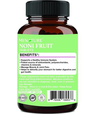 mi Nature Noni Tablets 1000mg - 90 Tablets | Vegan | Noni Fruit Supplement - Buy Online on GoSupps.com