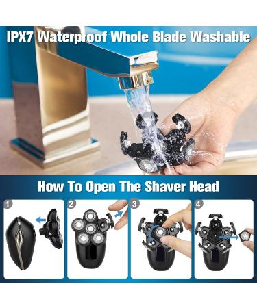 6-in-1 Electric Head Shaver for Bald Men | Waterproof Skull Shaver for Men | Cordless Rechargeable Rotary Shaver - Buy Online on GoSupps.com