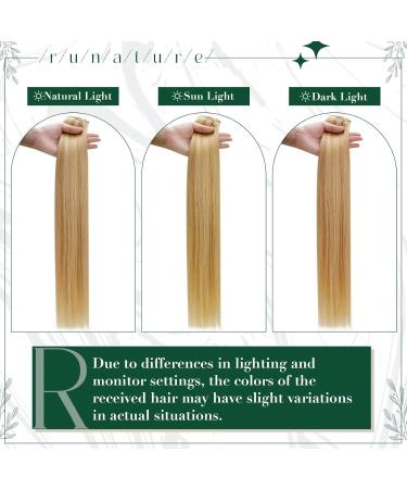 Runature Remy Clip Hair Extensions - 35cm Real Hair Highlights in Blond #16P24 - 3 Pieces 50g Invisible Clip-In Extensions - Buy Online on GoSupps.com