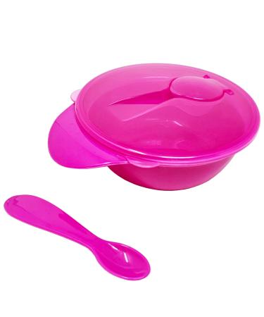 BaBy Laughs Bunny Blush Travel Spoon and Bowl Set Baby Bowls for Weaning BPA-Free Compact Design Includes Spoon Ideal for On-The-Go Feeding Easy to Clean Red Medium