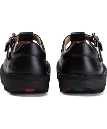 Kickers Girls Black Leather School Shoes 11 UK Child - Easy Fastening T-Bar Design - Buy Online on GoSupps.com