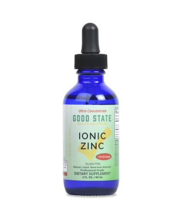Good State Natural Ionic Zinc | Liquid Concentrate | Nano Sized Mineral Technology | Professional Grade Dietary Supplement | 1.6 fl oz Glass Bottle (50 mL)