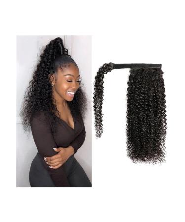 Kinky Curly Ponytail Extension 10-24Inch Brazilian Human Hair Wrap Around Ponytail Hairpieces Clip In Afro Curly Remy Hair Extension for Black Women (Size : 14inches 100g)