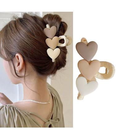 Sweet Heart Shape Acrylic Hair Claw Crab Clip for Women and Girls - Bohemia Hair Accessories in Khaki - Buy Online on GoSupps.com