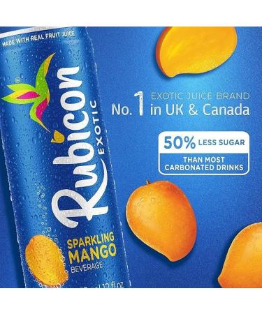 Rubicon Sparkling Mango Beverage | Pack of 4 355 ml Cans | Fruit Flavour Carbonated Drink | 90 Calories per Can | Made with Real Fruit Juice | Allergen-Free | Vegan & Vegetarian Friendly | No Artificial Sweeteners 355 ml (Pack of 4) - Buy Online on GoSupps.com