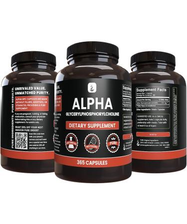 Alpha GPC 365 Capsules - Pure Original Ingredients, Lab Verified, No Fillers - 365 Servings - Buy Online on GoSupps.com