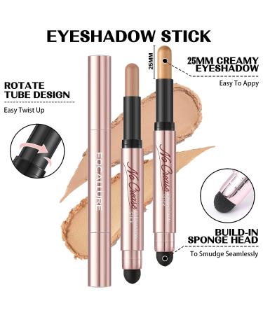 FOCALLURE 2PCS Eyeshadow Stick Set - Shimmer & Matte Cream, Long Lasting Waterproof Formula With Blending Brush - Lazy Afternoon - Buy Online on GoSupps.com