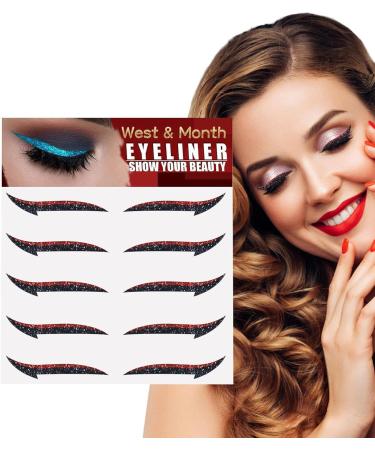 Stick On Glitter Eyeliner Strips | 5 Pairs Instant -Adhesive Eyeliner Stencil Glitter Eyeliner Tool Makeup Stickers Sparkly Long Lasting Sticker Eyeliner for Women and Girls Lambo Orange Red (Five Pairs) - Buy Online on GoSupps.com