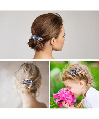 WLLHYF Luxury Flower Jewelry Design Hairpin Rhinestone Flower Hair Clips Hair Barrette for Women and Girls French Style Hairclips Hair Accessories(Blue) - Buy Online on GoSupps.com