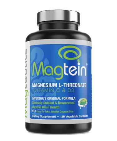 Magtein Magnesium L-Threonate to Improve Cognition Focus Memory Sleep Quality and Brain Health with Small Caps - 120 Vegetable Capsules