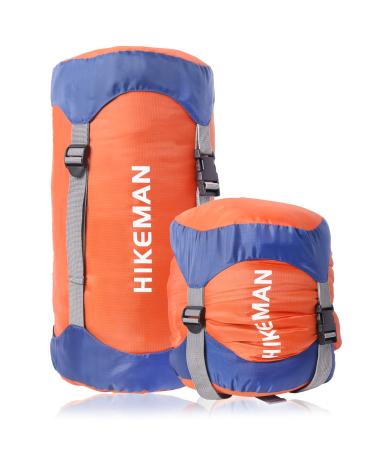 Hikeman Compression Stuff Sack, Compression Sack for Sleeping Bag, 6L/15L/25L/35L Water-Resistant & Ultralight & Compact - Space Saving Gear for Camping, Traveling, and Outdoors Orange X-Large