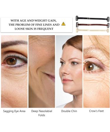 Foxy Eyes Lift Facelift Bands with Clips Instant Face Lift Band Reusable Facelift Tape for Face Invisible for Chin Neck Eyes (Single Strap & Black & Skin Tone & Brown) - Buy Online on GoSupps.com