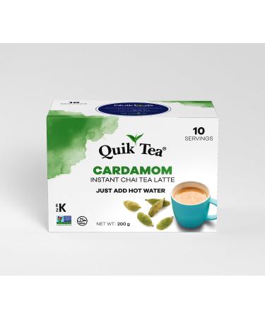 QuikTea Cardamom Chai Tea Latte - All Natural & Preservative Free Authentic Instant Chai (Cardamom 10 Count) Cardamom 24 g (Pack of 10)