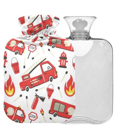 Naanle fire engine heat bottle with reference transparent hot water bottle 2l large hot hot water bottle for bed handfoot warmer pain relief heat and cold therapy