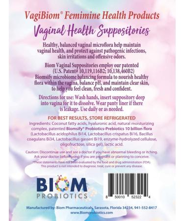 Biom Vaginal Probiotic Suppository - Natural pH & Odor Control - Lactobacillus Flora Balance - Paraben-Free, Fragrance-Free - 15 Count - Buy Online on GoSupps.com