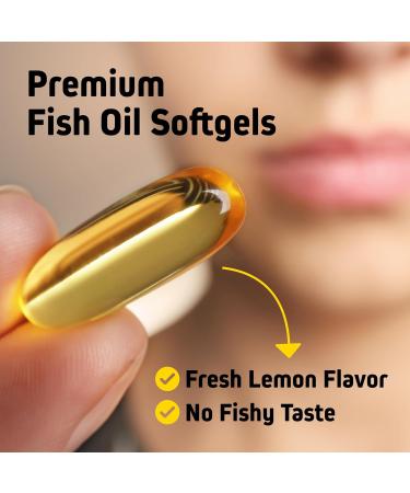 Herbtonics Omega 3 Fish Oil 1250mg - High EPA 450mg + DHA 300mg for Heart & Brain Health | Triple Strength Burpless Lemon Flavor Wild Caught | 180 Softgels (Up to 6 Month Supply) - Buy Online on GoSupps.com