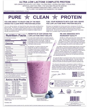 John's Killer Protein Ultra Low Lactose Grass Fed Isolate - 2 lb Unflavored & Unsweetened - Premium International Shipping - Buy Online on GoSupps.com