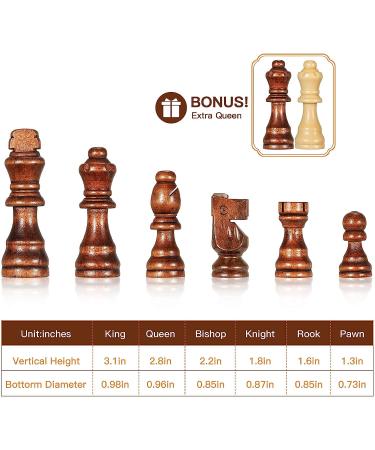Wooden Chess Set 15 Board Game with 2 Storage Bags, Extra Queens - Ideal Gift for Men and Dad - Buy Online on GoSupps.com