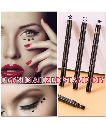 6PCS Black Liquid Eyeliner Stamp Set - Long Lasting Waterproof Smudgeproof Double Headed Pen with Various Stamp Shapes for Women - Buy Online on GoSupps.com