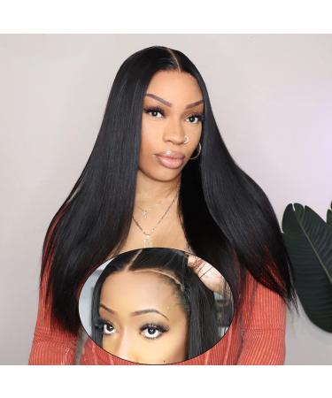 Wear and Go Glueless Wig for Beginners Wigs Glueless Wigs Human Hair Pre Plucked Pre Cut Straight Lace Front Wigs Human Hair Upgraded No Glue 4X4 Front Wigs Human Hair for Women with Baby Hair 20 Inch 20 Inch Straight
