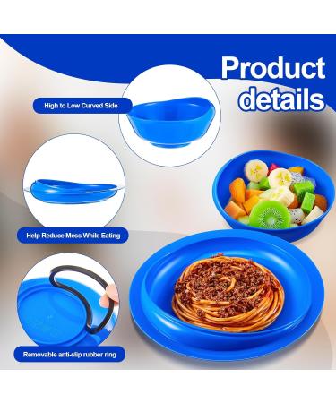 Spill Proof Scoop Plate and Bowl Non Skid Padded Bottom Adaptive Self Feeding Dinnerware for Elderly Disabled - Buy Online on GoSupps.com