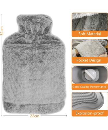 PVC 2L Hot Water Bottle with Hand Pocket - Grey Cover for Warmth and Pain Relief | Ideal for Women, Seniors & Children - Buy Online on GoSupps.com