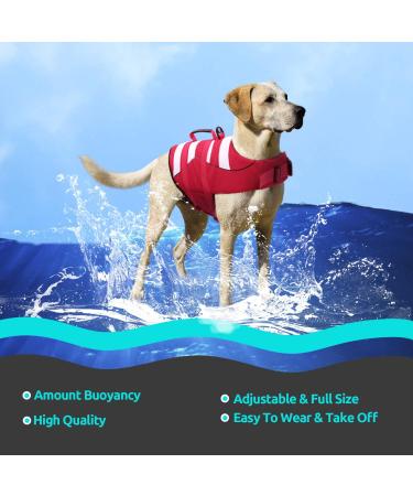 Adjustable Ripstop Dog Life Jacket - Red and White Stripes XXL - Buy Online on GoSupps.com