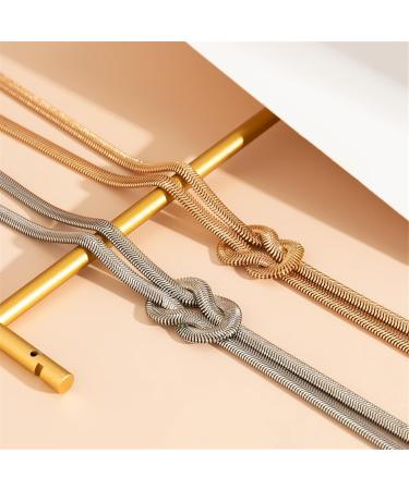 Shop OralGos Fashion Long Snake Chain - Versatile Silver Knotted Necklaces for Women | International Shipping Available - Buy Online on GoSupps.com