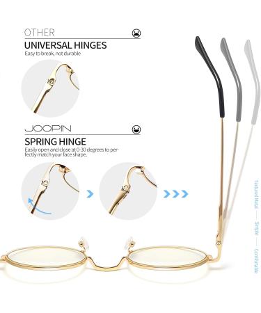 Joopin Blue Light Filter Glasses for Men - Round Metal Frame Computer & Gaming Glasses - A21 Gold-Transparent Anti-Blue Light - Buy Online on GoSupps.com